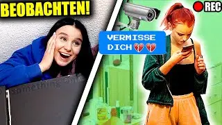 Schwester HEIMLICH im Zimmer BEOBACHTEN  🤫 (Verstecken & Beobachten) - Celina
