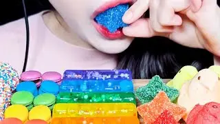 Rainbow Desserts Eating Show, Gummy Balls, Mini Macaron, ASMR 2 x Speed @SongyiASMR 