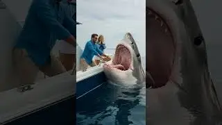 Thrilling Shark Attack at Malibu Beach California USA on Boat Adventure with Marine Life Close-Up 🦈