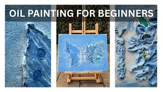 3D Butterfly Wall Art | Textured Painting with Blue Flowers | Handmade Mixed Media Canvas Art