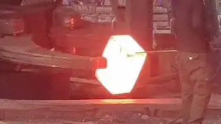 High temperature forging, forging a rectangular iron block