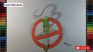 How to draw Stop Smoking easy drawing||Quit Smoking easy drawing by GYAN CHITRAKALA
