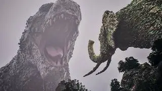 Rock Elephant Scares Giant Muscular Titan - Supermassive Godzilla Enters the Scene