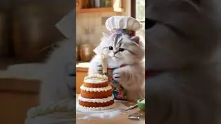 Ginger cat baking cake #youtubeshorts #shortvideo #shorts #cat #cake #kitten #cute