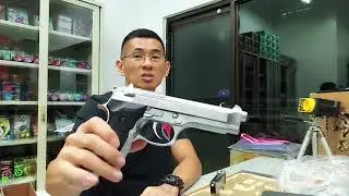 Testing a WE Beretta M92 Silver Airsoft Gas Blowback Toy Gun