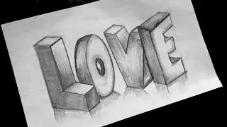3d Love Drawing || Easy Drawing Step By Step || Pencil Sketch || Valentine's Day Drawing 