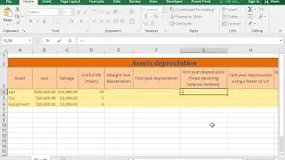 Use the DB function to calculate the depreciation of an asset (fixed-declining method) (Excel 2016)
