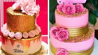 Rose golden unique cakes/Rose golden cake designs