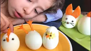 5 ideas fáciles de hacer animales con un Huevo 🐣 HUEVOS ARTE  | LUNA MIA COMIDA
