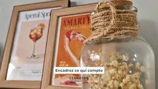 Id&eacute;e d&eacute;co int&eacute;rieure / cadre Newton bois et noir, affiche cocktail