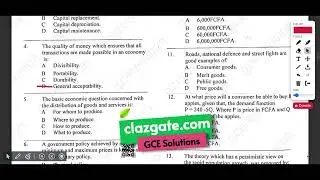 Solutions to Cameroon GCE Economics O Level 2022 Paper 1