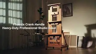 Phoenix Heavy-Duty Crank Studio Easel 3 Canvas| Professional Beech Wood Easel up to 118&rdquo; Canvas
