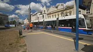 Poland, Bydgoszcz, tram 5 ride from to Plac Teatralny to Rondo Jagiellonów