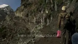 Kashmiri bearers carry Indian pilgrims on palanquins : Amarnath Yatra, Jammu and Kashmir