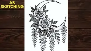 Soft Pencil Flower Drawing with Moon | Satisfying Art Video#PencilDrawing#FlowerDrawing#AestheticArt