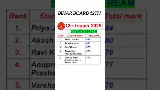 Bseb 12th Science stream topper list 2025#topper #bsebtopper #topper