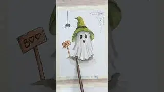 DIY Halloween Cards | cute ghost | how to paint #watercolorcards #art #paintideas #easydiycard