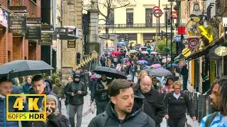 Central London Walking Tour 2026 | Relaxing Rainy Day ASMR Walk [4K HDR]