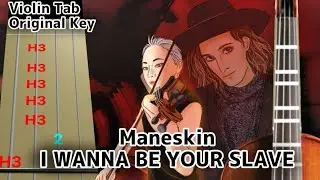Måneskin - I WANNA BE YOUR SLAVE (Play Along Violin Tab Tutorial)