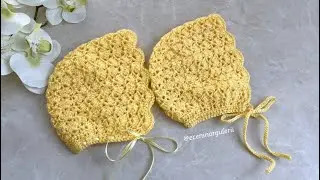 Crochet Yellow Candy Baby Hat / Tığ İşi Modelli Sarı Şeker Şapka/Bebek Şapkası /6 Ay İçin