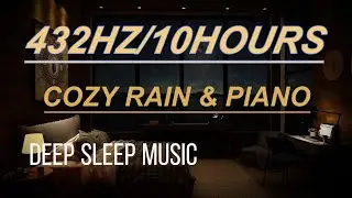 432Hz Healing Frequency&bull; 10 Hours Deep Sleep Music&bull; COZY RAIN & PIANO  &bull;
