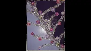 Purple glitter & glass tree mixed media wall art  #wallart #glitterglass #ksresin #zgallerie