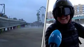 Storm op de pier: ‘lekkah waaiuh’