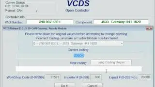 VW Can Gateway Long coding NOT AVAILABLE  - 7N0 907 530 L 7N0907530L Recode