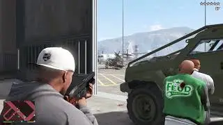 GTA V: Franklin, Lamar, Families Vs Military Fort Zancudo 10 Star Cop Battle + Escape