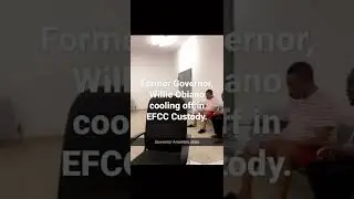 Former Governor, Willie Obiano gulping a bottle of water at EFCC office.