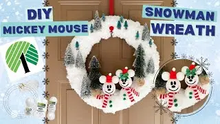DIY Mickey Mouse Christmas Dollar Tree Wreath | How To Make Mickey AND Minnie Snowmouse