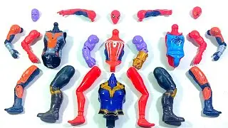 ASSEMBLE AVENGERS TOYS.. SPIDERMAN MILES MORALES vs ANT MAN vs SPIDER HODHI vs THANOS.. 