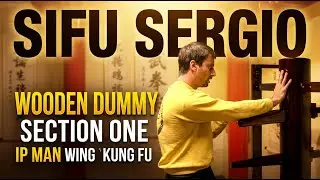 Sifu Sergio showing wooden dummy section one of the Ip Man Wing Chun Kung Fu