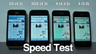 Speed test - iPhone 3G (iOS 4.2), 3GS (4.3), 4 (4.3.5), 4 (5.0)