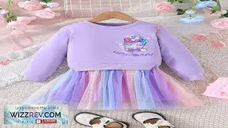 SHEIN Glamorique Kids Young Girl Unicorn & Letter Graphic Ombre Mesh Hem Review