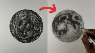 How to Draw The Full Moon 🌑 | Step by Step Charcoal Drawing | naga2hands