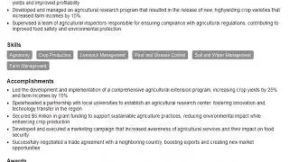 Build a Agricultural Services Director Resume | ResumeGemini