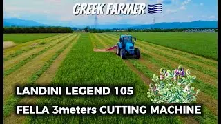 Cutting Grass with FELLA 3meters Cutting Machine and Landini Legend 105 (RAW VIDEO)