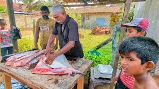 Village Fisherman Fish Cutting Skills | Roadside Fish Selling Hard Work