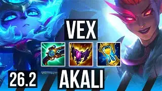 VEX vs AKALI (MID) | Good KDA: 15/1/5 | KR Grandmaster | 26.2