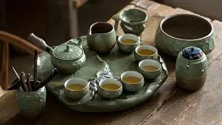 Lotus Japanese Gongfu Tea Set Rough Pottery