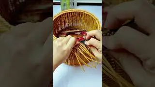 How to Craft Round Hand Basket with Rattan  #diy #rattan #handmade