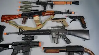 AK47 and RPG-7 Toy Gun Airsoft Nerf Gun - M16 Glock Pistol Shot Gun - Realistic Toy Guns Collection