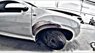 Funilaria do para-lama e capo da Renault Duster e pintura do para-choque traseiro da Sw4