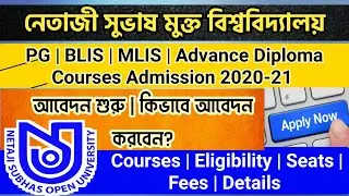 Netaji Subhas Open University New PG Admission 2020-21 | nsou pg admission 2020 | Eligibility | Fee