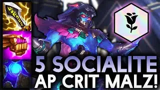 5 SOCIALITE DOUBLE OMEGA BUFFED MALZAHAR WITH FULL AP CRIT!! | Teamfight Tactics Patch 12.5