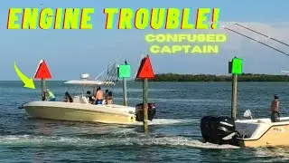 BOAT FAIL Key West Center Console Boat STUCK/Stalls Out. Kemp Channel Inlet!