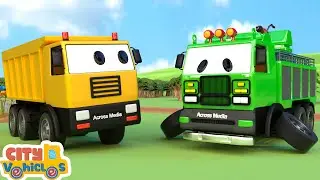 🚧 Construction Vehicles Rescue Dump Truck! | Crane & Mixer Trucks 🚜💦