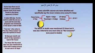 Amazing mathematical harmony related to the Calendar, Months and Years in the Qur'an proves that ...