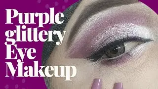 Purple eyes makeup/Purple glitter eye makeup look/beautiful eyes makeup